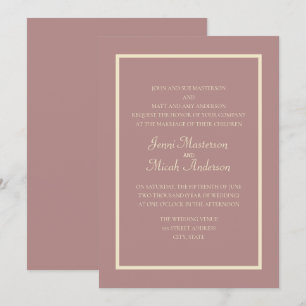 Convite de Casamento Rosa Poeirento Moderno Rosa C