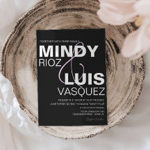 Convite de Casamento Rosa Preto Script AMPERSAND N
