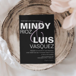 Convite de Casamento Rosa Preto Script AMPERSAND N