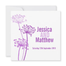 Convite de casamento rosa púrpura da flor moderna