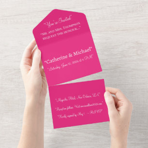 Convite de casamento rosa quente Design de Verão