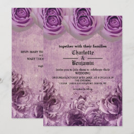 Convite de Casamento Rosa Roxa Gótico