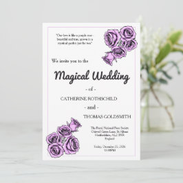 Convite de Casamento Rosa Roxa Mística