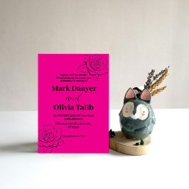 Convite de casamento rosa / simples e romântico