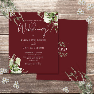Convite de Casamento Rosa Velho Folhagem Verde Orç