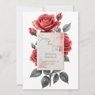 Convite de Casamento Rosa Vermelha