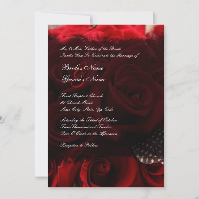 Convite de Casamento Rosa vermelha (Frente)