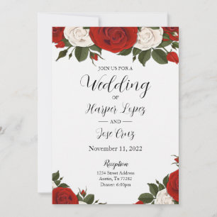 Convite de Casamento Rosa vermelha