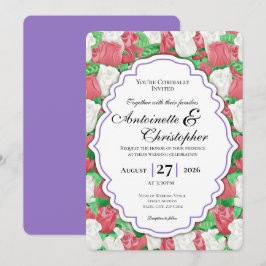 Convite de Casamento Rosa Vermelha e Branca - Bord