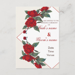 Convite de Casamento Rosa Vermelha Geométrica Româ