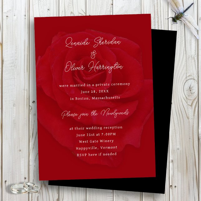 Convite de Casamento Rosa Vermelha Recepção Apenas (Criador carregado)