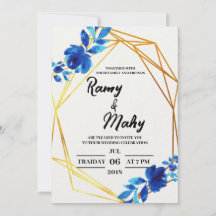 Convite de Casamento Rosas Azuis Alegres