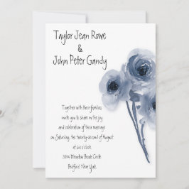 Convite de Casamento Rosas Azuis Suaves
