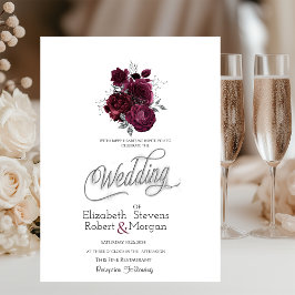 Convite de Casamento Rosas Borgonha