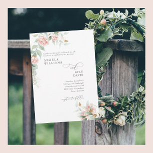 Convite de Casamento Rosas Cor-de-Rosa Eucalipto
