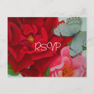 Convite de Casamento Rosas e Borboleta com Foto pa