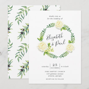 Convite de Casamento Rosas e Oliveiras
