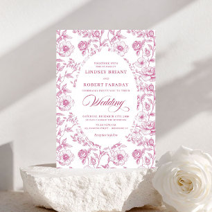 Convite de Casamento Rosas Toile de Jouy Vintage R