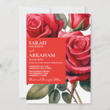 Convite de Casamento Rosas Vermelhas Modernas