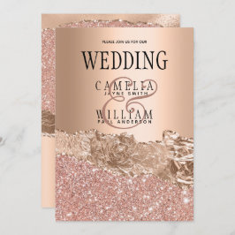 Convite de Casamento Rose Gold Modern Glamor