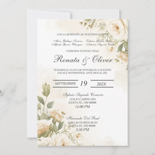 Convite de casamento roseira branca do jardim (Frente)
