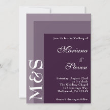 Convite de Casamento Rosto Moderno Simples Roxo