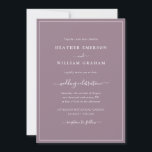 Convite de Casamento Roteiro Roxo<br><div class="desc">Convite de Casamento Roteiro Roxo. Faça do seu convite de casamento tão memorável quanto o seu dia especial com este design chique e sofisticado. Com um visual simples e minimalista com um toque clássico tradicional, este convite moderno apenas com texto apresenta uma caligrafia manuscrita com uma moldura de borda clássica...</div>