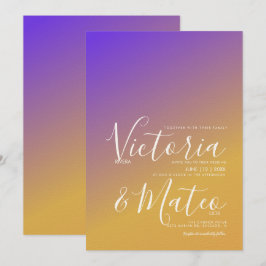 Convite de Casamento Roxo Amarelo Gradiente Ombre