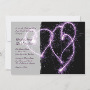 Convite de Casamento Roxo com Sparklers e Dois Cor