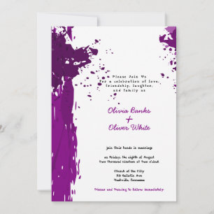 Convite de Casamento Roxo com Tinta Criativa Espal