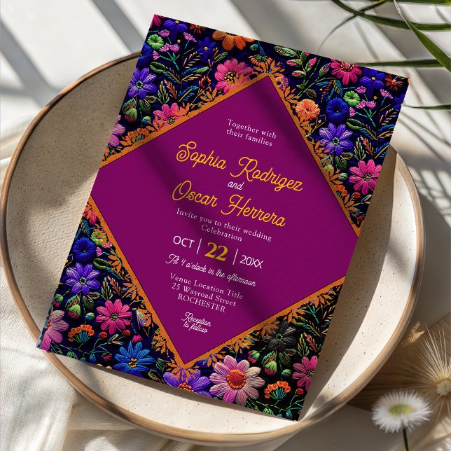 Convite de casamento roxo de festa mexicana colori (Criador carregado)