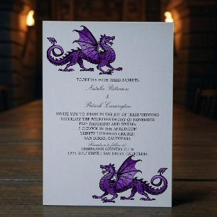 Convite de casamento roxo do dragão