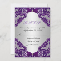 Convite de Casamento Roxo e Prata com RSVP
