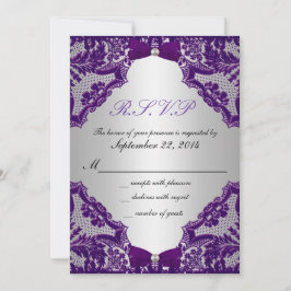 Convite de Casamento Roxo e Prata RSVP