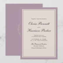 Convite de Casamento Roxo Elegante de Ameixa
