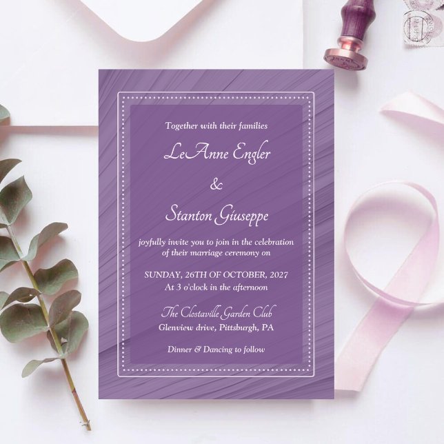 Convite de Casamento Roxo Elegante | Moldura Ponti (Criador carregado)