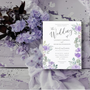 Convite de Casamento Roxo Eucalipto Rústico Econôm