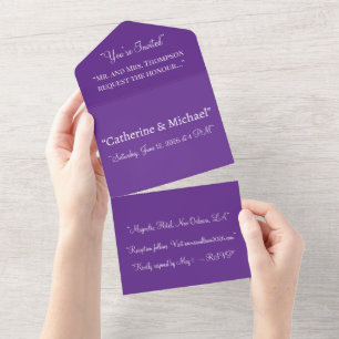 Convite de casamento roxo Exame Mínimo Elegante