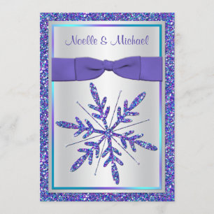 Convite de casamento roxo IMPRESSO da prata do
