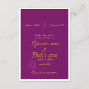 : Convite de Casamento Roxo Real e Dourado