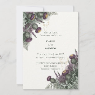 Convite de Casamento Roxo Thistle Heather