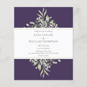 Convite de Casamento Roxo Verde Econômico
