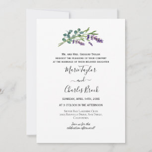 Convite de Casamento Roxo Verde Eucalipto