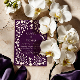 Convite de Casamento Roxo Vintage Mexicano