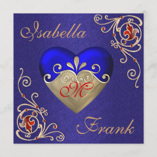 Convite de Casamento ROYAL BLUE com Coração Garg