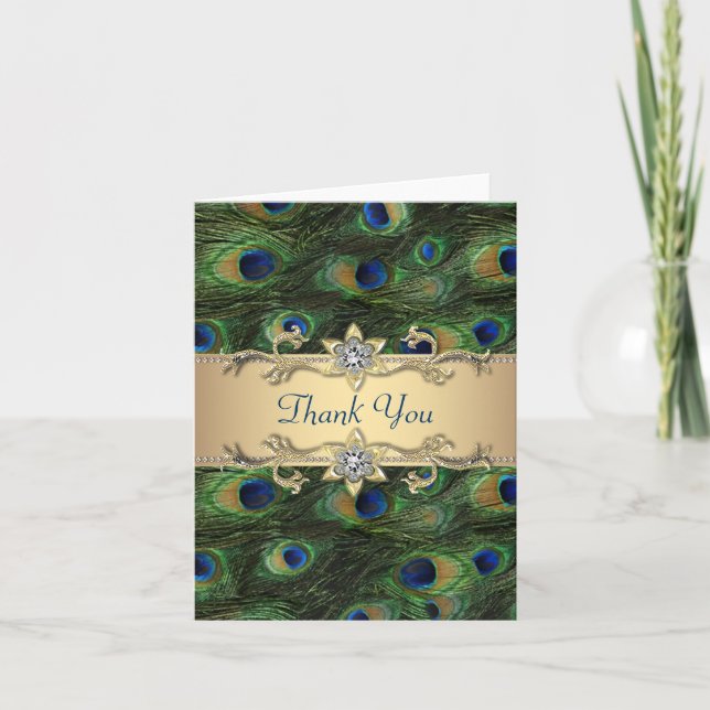 Convite de Casamento Royal Indian Peacock Verde Es (Frente)