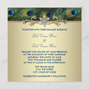 Convite de Casamento Royal Indian Peacock Verde Es