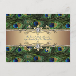 Convite de Casamento Royal Indian Peacock Verde Es