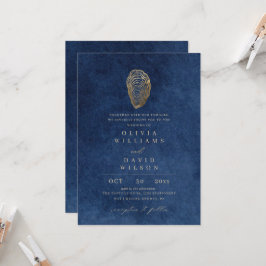 Convite de Casamento Royal Navy Azul Oceano Náutic