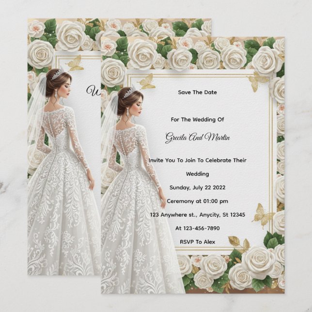Convite de Casamento Royal Vintage Personalizado R (Frente/Verso)